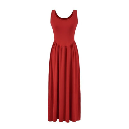 Plain A-Line Dress Sleeveless Maxi