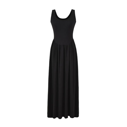 Plain A-Line Dress Sleeveless Maxi