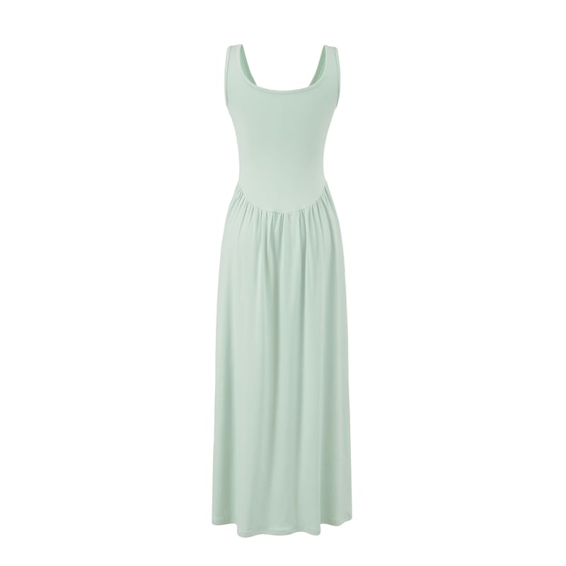 Plain A-Line Dress Sleeveless Maxi
