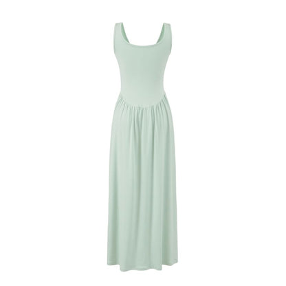 Plain A-Line Dress Sleeveless Maxi