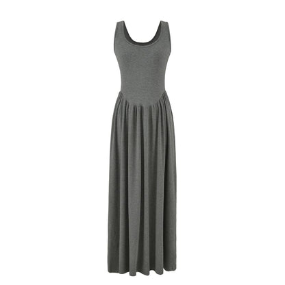 Plain A-Line Dress Sleeveless Maxi