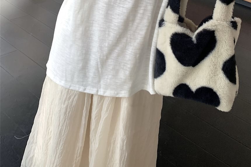 V-Neck Lace Trim T-Shirt and Pointelle Cardigan