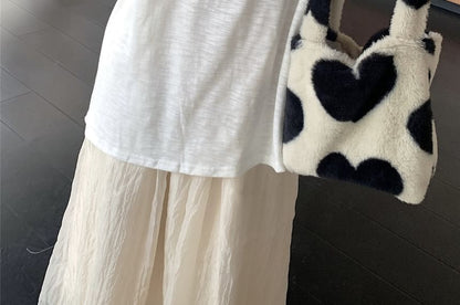 V-Neck Lace Trim T-Shirt and Pointelle Cardigan