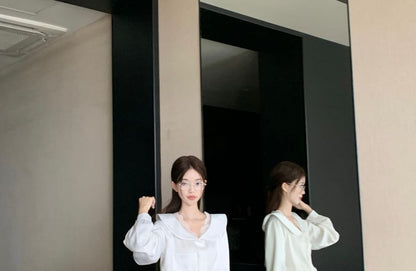 Lace Trim Shirt and Sashed Midi A-Line Skirt