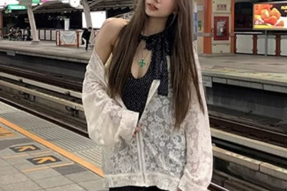 Hooded Lace Zip Jacket