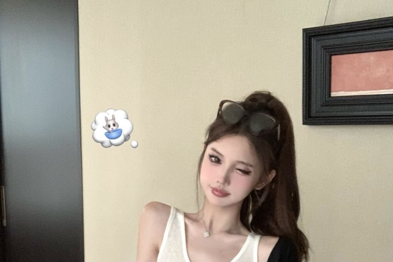 Scoop Neck Tank Top, Cardigan & High-Waisted Mini Skort Set