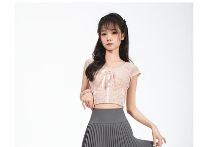 Solid Mini Pleated Skirt with High Waist