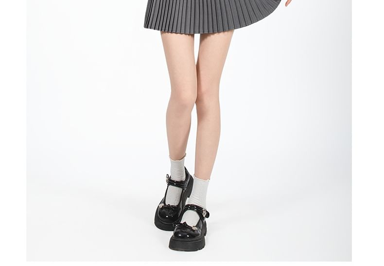 Solid Mini Pleated Skirt with High Waist
