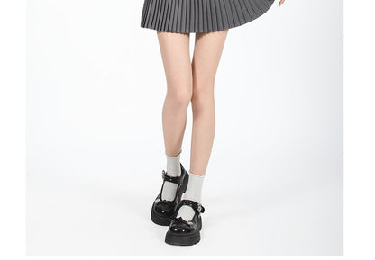 Solid Mini Pleated Skirt with High Waist