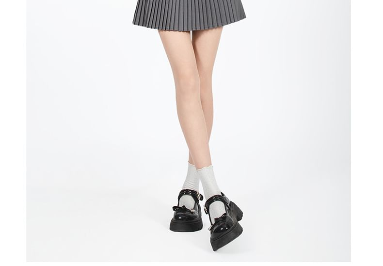 Solid Mini Pleated Skirt with High Waist