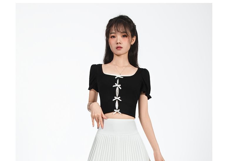 Solid Mini Pleated Skirt with High Waist
