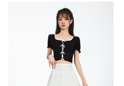 Solid Mini Pleated Skirt with High Waist