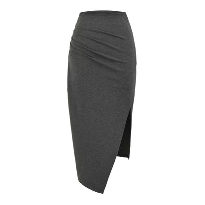 High Rise Solid Slit Midi Pencil Skirt