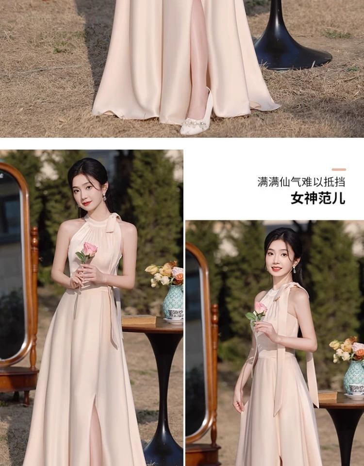 A-Line Dress Maxi Plain Bridesmaid Sleeveless