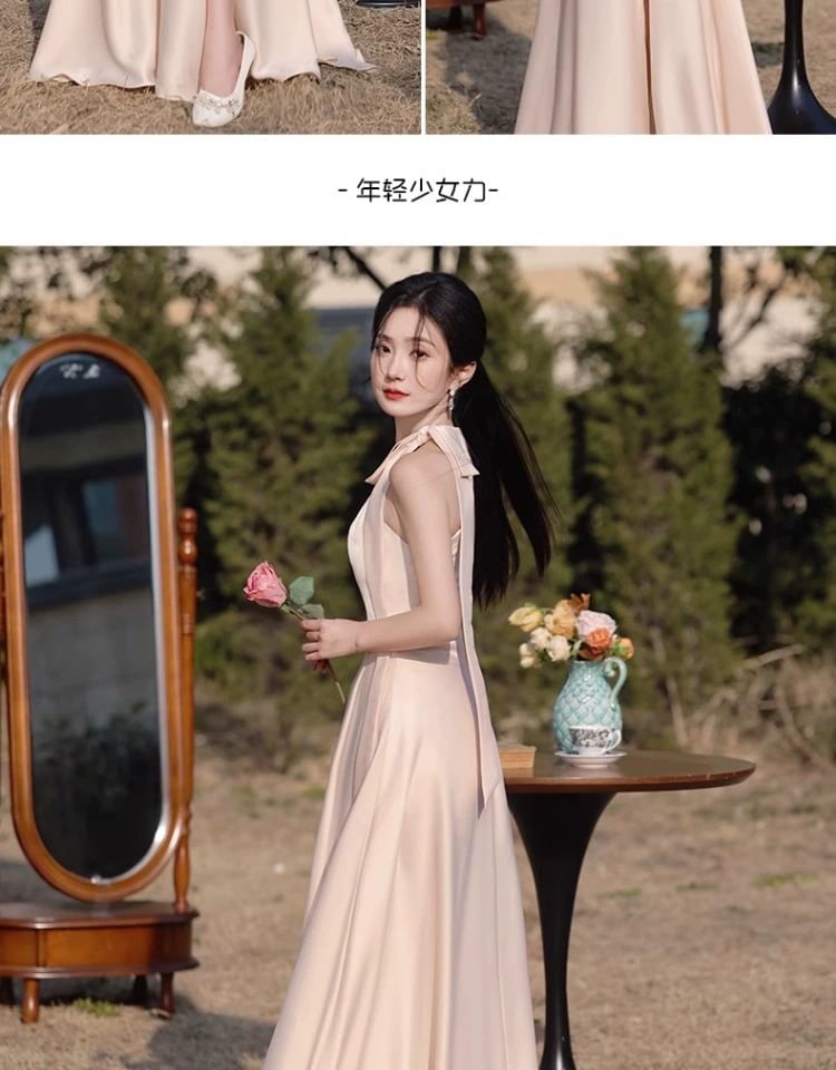 A-Line Dress Maxi Plain Bridesmaid Sleeveless