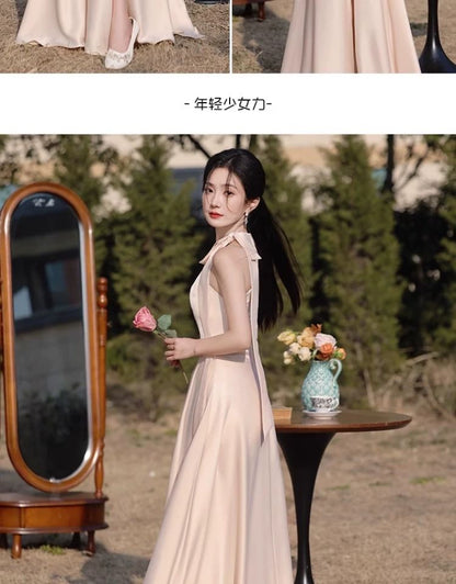 A-Line Dress Maxi Plain Bridesmaid Sleeveless