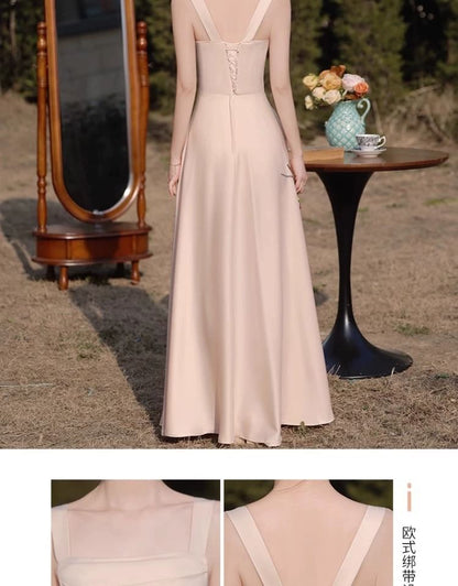 A-Line Dress Maxi Plain Bridesmaid Sleeveless