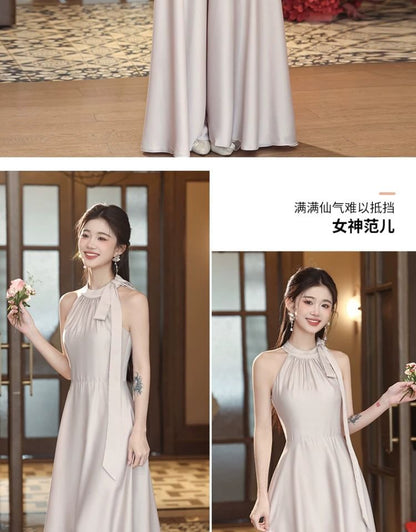 Maxi Bridesmaid Plain A-Line Dress