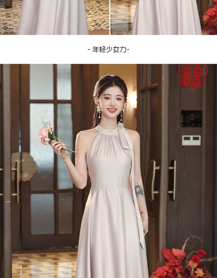 Plain Maxi A-Line Bridesmaid Dress