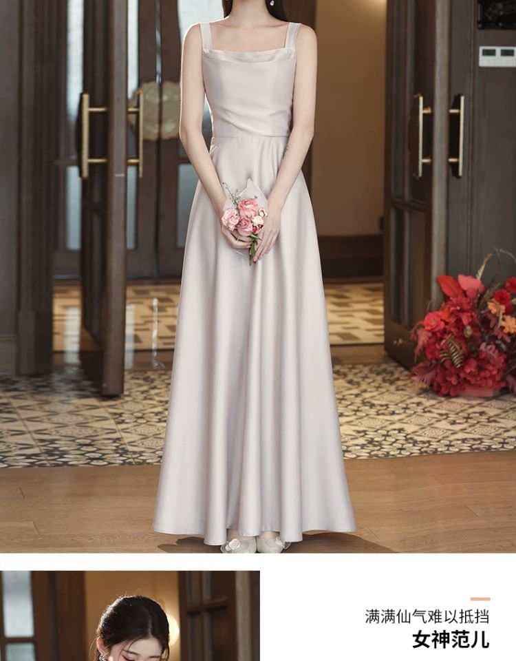 Plain Maxi A-Line Bridesmaid Dress