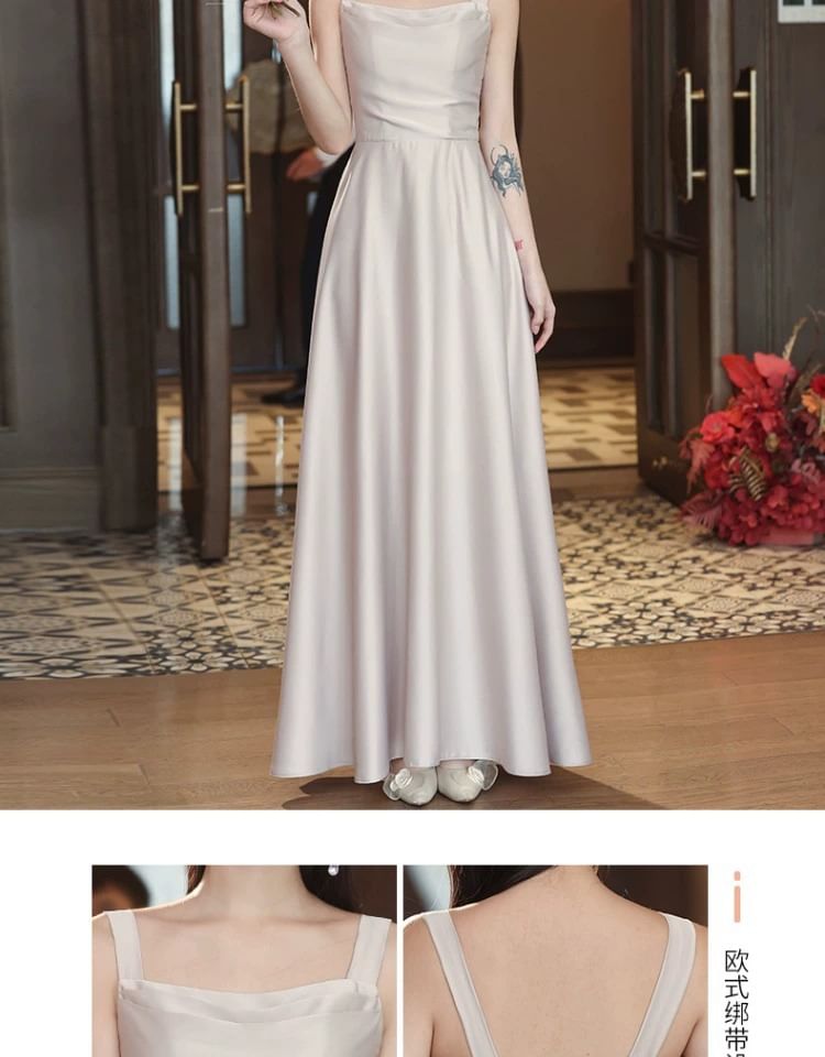 Maxi Bridesmaid Plain A-Line Dress