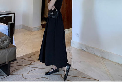 Halter Plain Midi A-Line Evening Dress