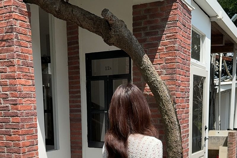 Pointelle Henley Sweater with A-Line Mini Skirt