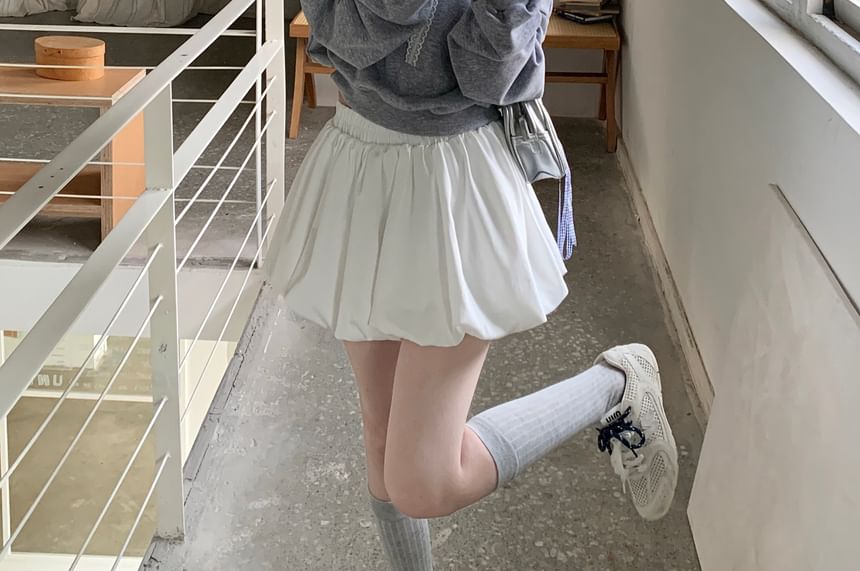Elastic Waist Bubble A-Line Mini Skirt