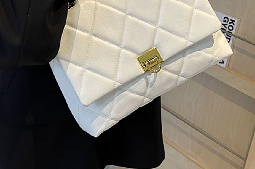 Bag Faux Flap Plain Crossbody Quilted Leather