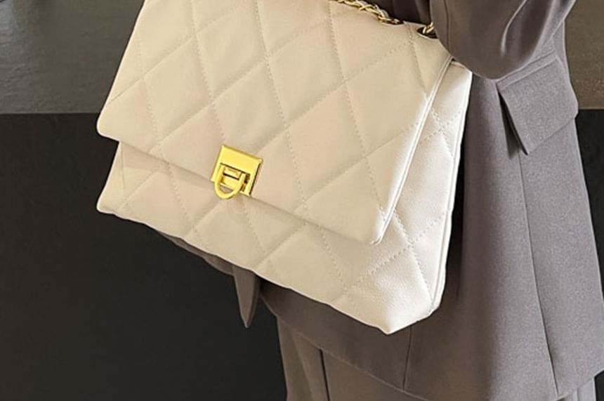 Bag Faux Flap Plain Crossbody Quilted Leather