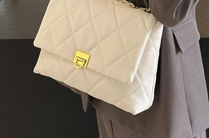 Bag Faux Flap Plain Crossbody Quilted Leather