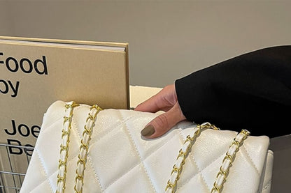 Bag Faux Flap Plain Crossbody Quilted Leather