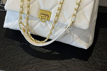 Bag Faux Flap Plain Crossbody Quilted Leather