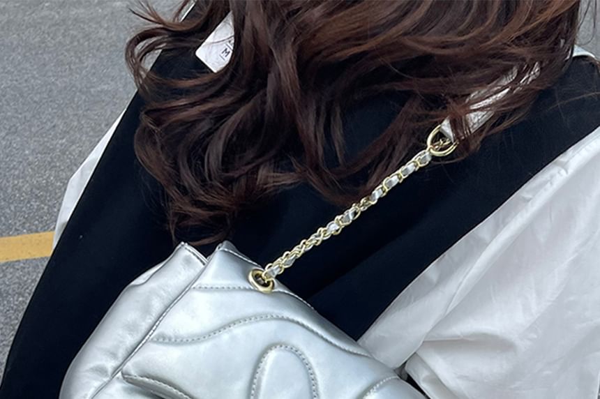 Plain Faux Leather Bag Quilted Crossbody Flap