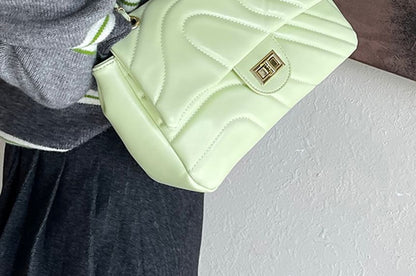 Plain Faux Leather Bag Quilted Crossbody Flap