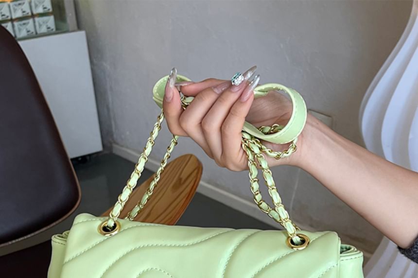 Plain Faux Leather Bag Quilted Crossbody Flap