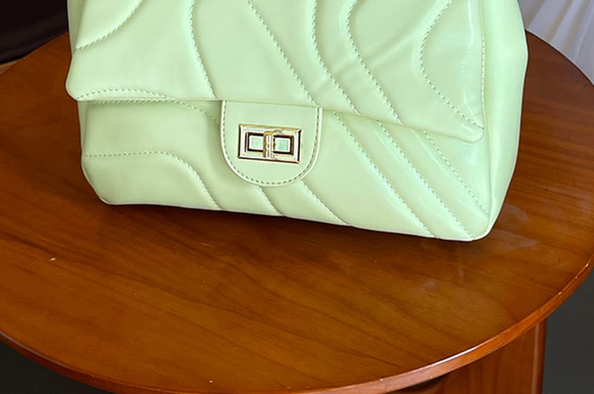 Plain Faux Leather Bag Quilted Crossbody Flap