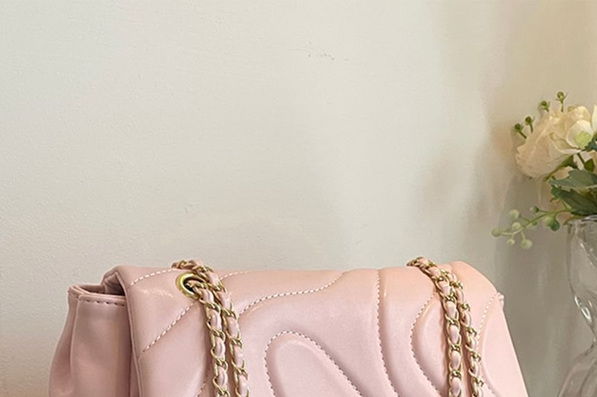 Plain Faux Leather Bag Quilted Crossbody Flap
