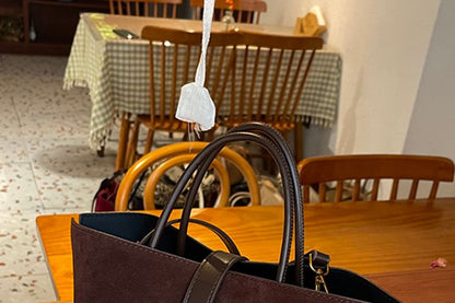 Top With Bag Faux Pouch Handle Plain Crossbody Suede