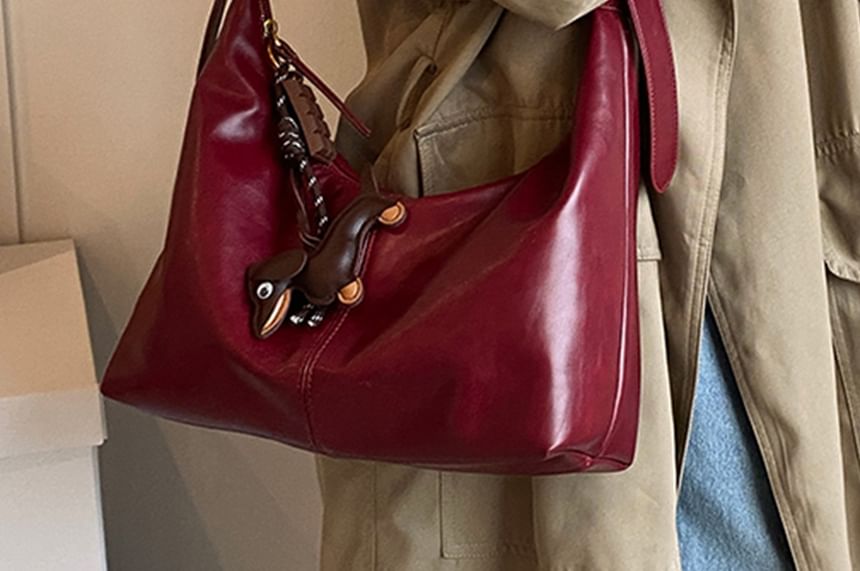 Crossbody Plain With Faux Leather Charm Bag