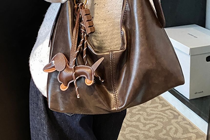 Crossbody Plain With Faux Leather Charm Bag