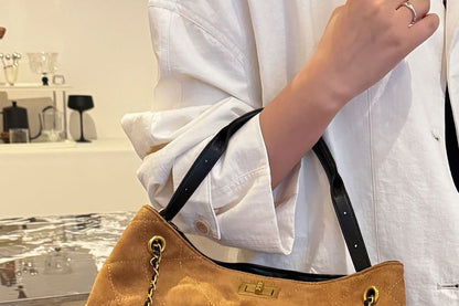 Bag Crossbody Suede Chain Faux Tote Quilted Strap