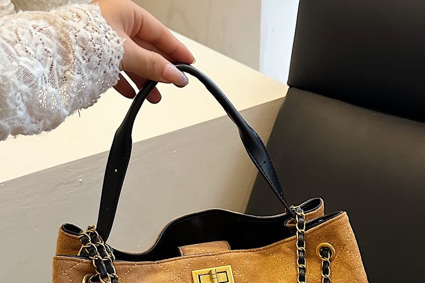 Bag Crossbody Suede Chain Faux Tote Quilted Strap