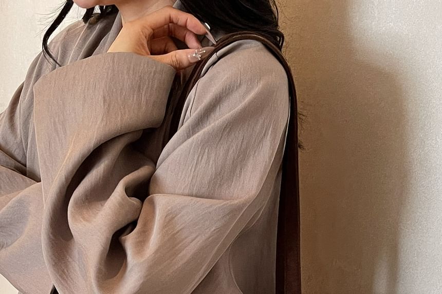 Tote Bag Plain Faux Suede Drawstring