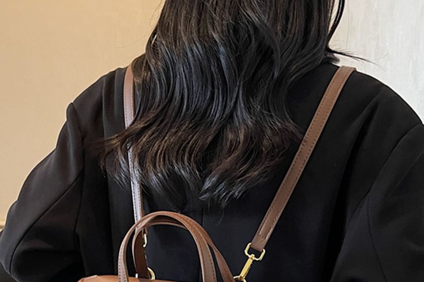 Faux Backpack Leather Flap