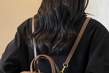 Faux Backpack Leather Flap