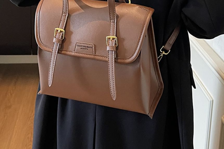 Faux Backpack Leather Flap