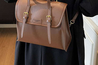 Faux Backpack Leather Flap