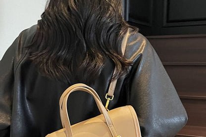 Faux Backpack Leather Flap