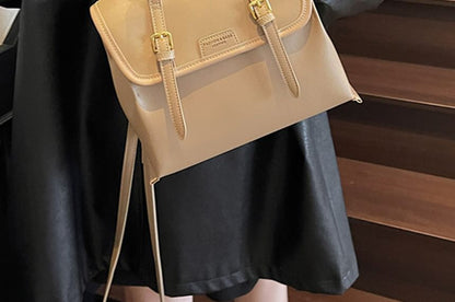 Faux Backpack Leather Flap